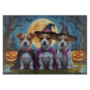 Jack Russell Dogs Pumpkin Halloween Funny Cutting Board
