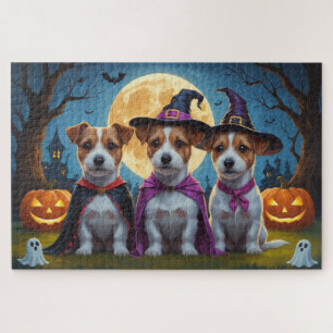 Jack Russell Dogs Pumpkin Halloween Funny Jigsaw Puzzle