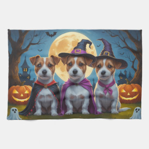 Jack Russell Dogs Pumpkin Halloween Funny Kitchen Towel