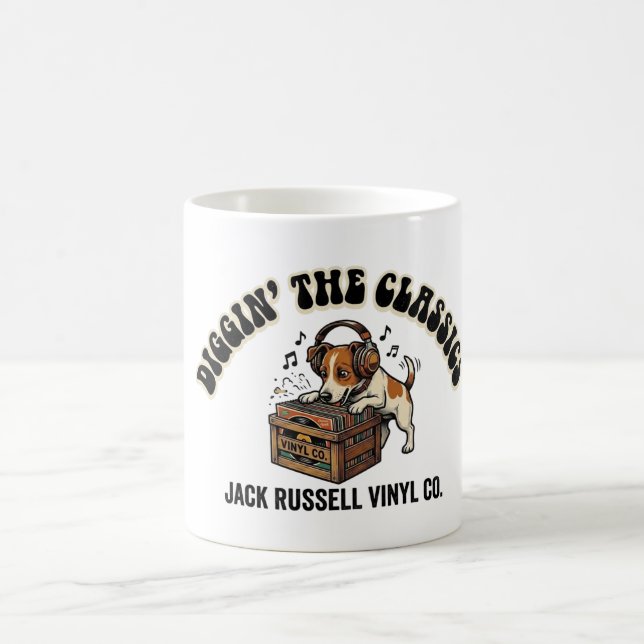 Jack Russell Funny Digging the Classics Retro Coffee Mug (Center)