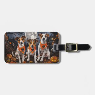 Jack Russell Halloween Spooky Luggage Tag