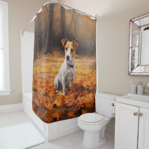 Jack Russell in Autumn Leaves Fall Inspire