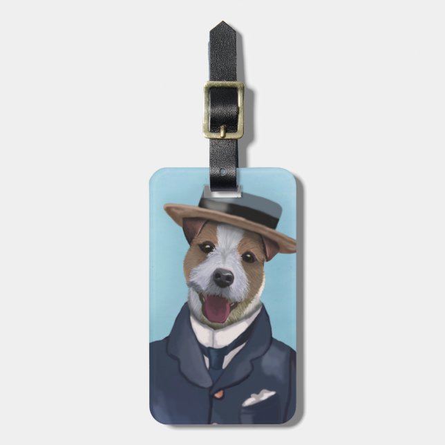 Jack Russell in Boater Luggage Tag (Front Vertical)