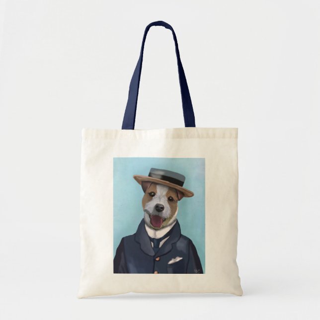 Jack Russell in Boater Tote Bag (Front)
