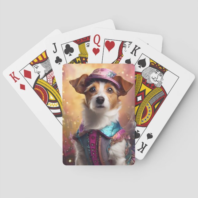  Jack Russell in Vibrant Costume Playing Cards (Back)