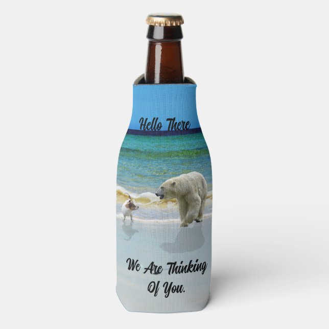 Jack Russell Meets Polar Bear, Hello Bottle Cooler (Bottle Front)
