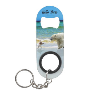Jack Russell Meets Polar Bear, Hello Bottle Opener Keychain Bottle Opener