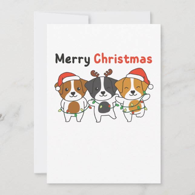 Jack Russell Merry Christmas Cute Dogs Holiday Card (Front)