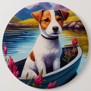 Jack Russell on a Paddle: A Scenic Adventure 6 Inch Round Button