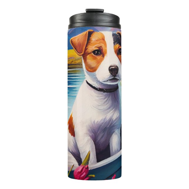 Jack Russell on a Paddle: A Scenic Adventure Thermal Tumbler (Front)