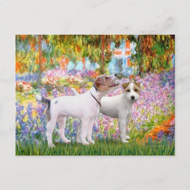 Jack Russell Pair - Garden Postcard (Front)