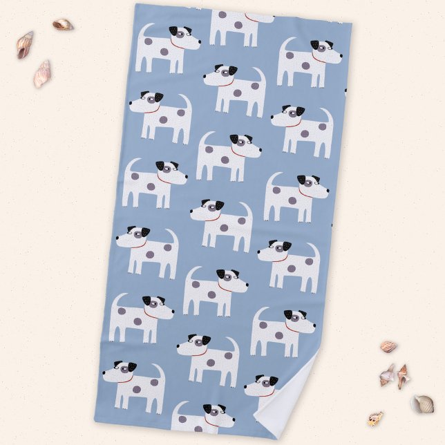 Jack Russell Parson Terrier Dog Pattern Beach Towel (Parson Jack Russell Terrier dog fun animal art beach towel)
