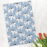 Jack Russell Parson Terrier Dog Pattern Kitchen Towel<br><div class="desc">A cute but feisty Jack Russell Terrier dog pattern on a blue background.  These lovely little pups are also known as Parson Russell Terriers.</div>