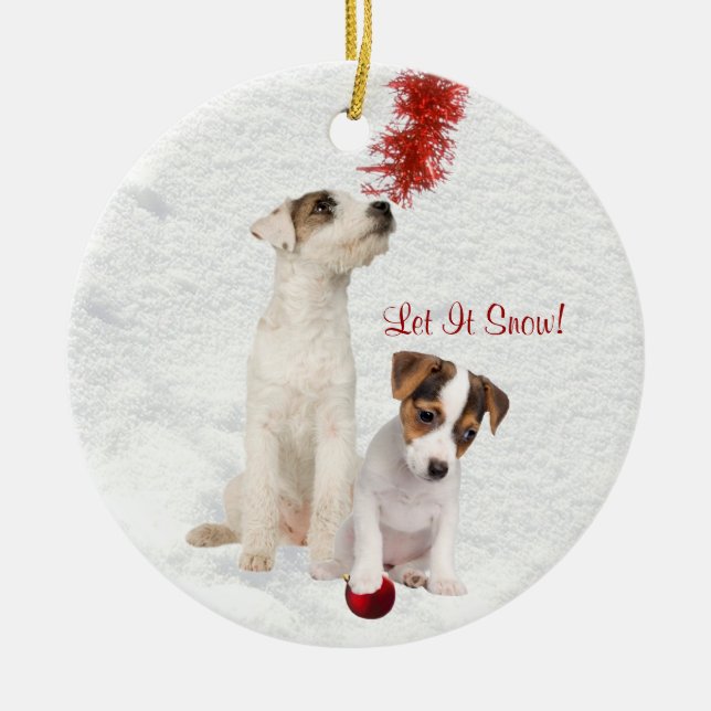 Jack Russell Puppies Let It  Snow Ornament (Front)