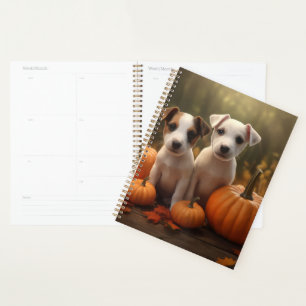 Jack Russell Puppy Autumn Delight Pumpkin  Planner