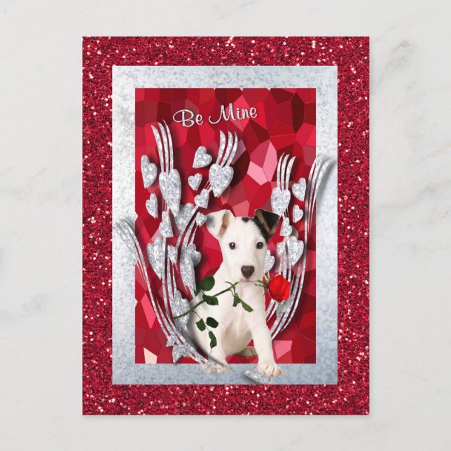 Jack Russell Puppy Be Mine Valentine Version Two Holiday Postcard (Front)
