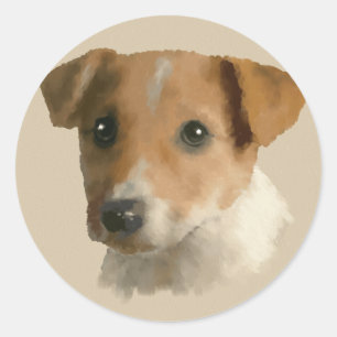 Jack Russell Puppy Classic Round Sticker