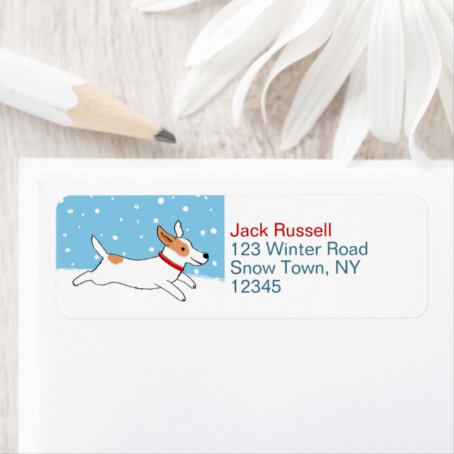 Jack Russell Snow Dog Holiday Adresse de retour (En situation)
