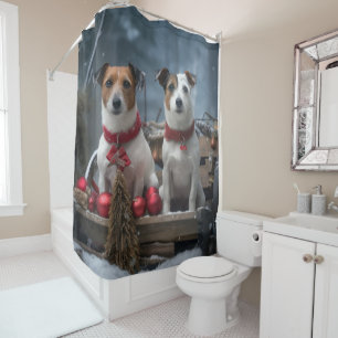Jack Russell Snowy Sleigh Christmas Decor 