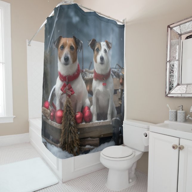 Jack Russell Snowy Sleigh Christmas Decor  (In Situ)