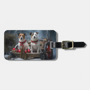 Jack Russell Snowy Sleigh Christmas Decor Luggage Tag
