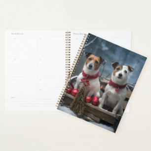 Jack Russell Snowy Sleigh Christmas Decor  Planner