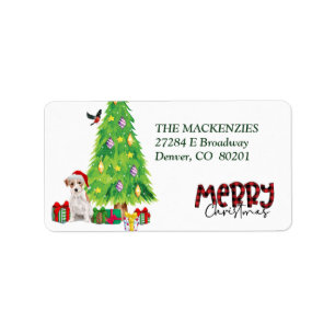 Jack Russell Terrier and Christmas Tree Label