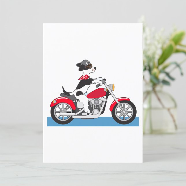 Jack Russell Terrier Biker Dog on Red Motorbike Invitation (Creator Uploaded)