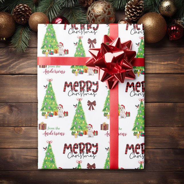 Jack Russell Terrier, Bird and Christmas Tree Wrapping Paper (Creator Uploaded)
