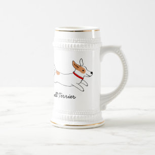 Jack Russell Terrier Cartoon Dog with Custom Text Beer Stein