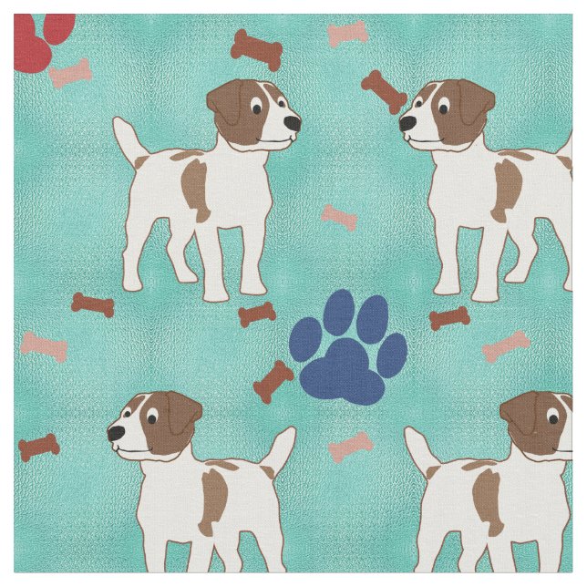 Jack Russell Terrier Cartoon Fabric (Close Up)