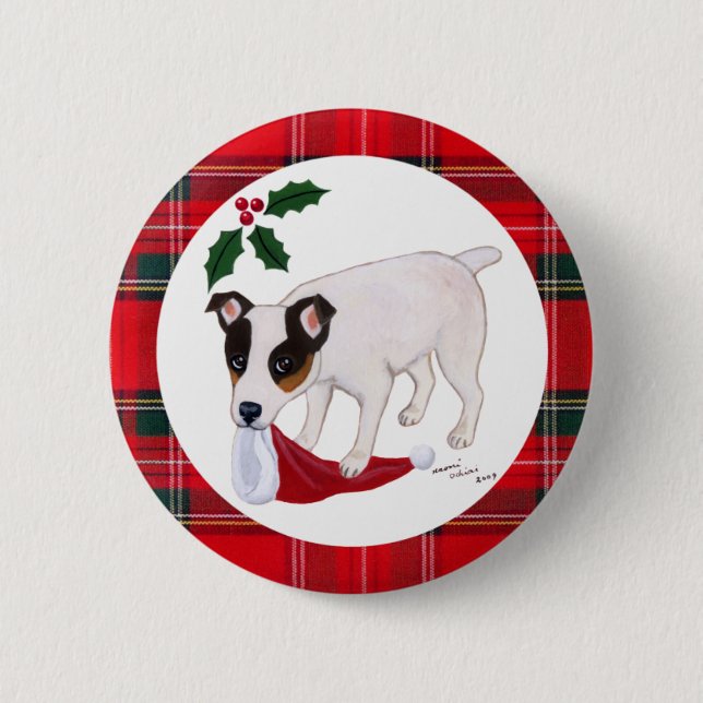 Jack Russell Terrier Christmas 2 Inch Round Button (Front)
