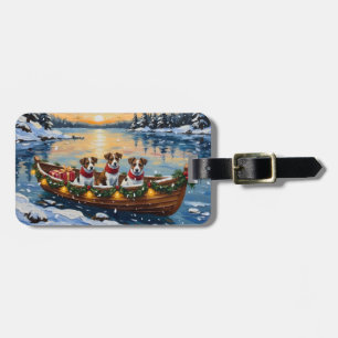 Jack Russell Terrier Christmas Boat Holiday Luggage Tag