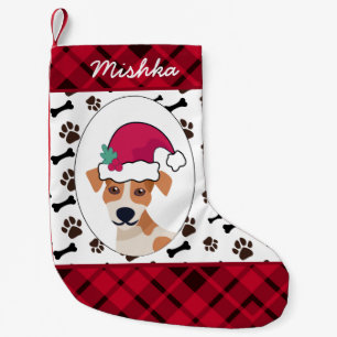 Jack Russell Terrier Christmas, Custom Dog Name Small Christmas Stocking