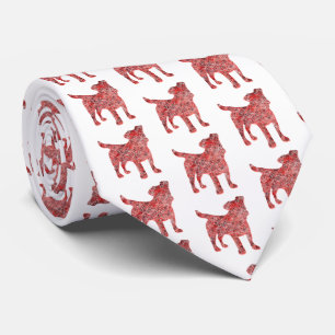 Jack Russell Terrier Christmas Dog Silhouette Whte Tie