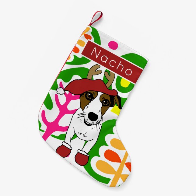 Jack Russell Terrier Christmas holiday Stocking (Front (Hanging))