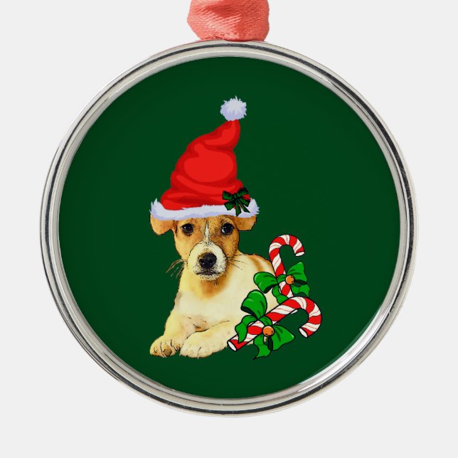 Jack Russell Terrier Christmas Metal Ornament (Front)
