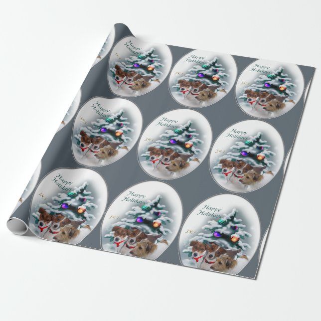 Jack Russell Terrier Christmas Wrapping Paper (Unrolled)