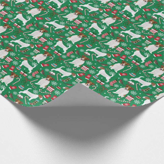 Jack Russell Terrier Christmas wrapping paper (Corner)