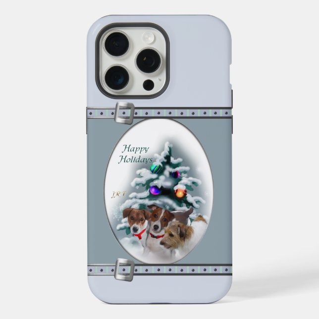 Jack Russell Terrier Cute Blue Christmas Holidays iPhone Case (Back)