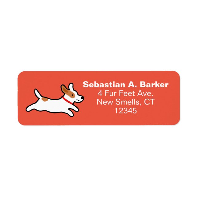 Jack Russell Terrier Cute Cartoon Return Address (Front)
