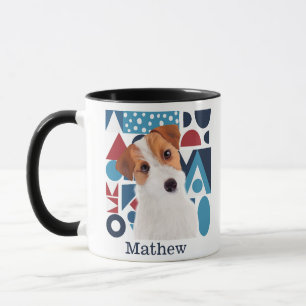 Jack Russell Terrier Dog Blue and Red Geometric  Mug