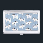 Jack Russell Terrier Dog Blue Business Card Holder<br><div class="desc">A cute but feisty Jack Russell Terrier dog pattern on a blue background.  These lovely little pups are also known as Parson Russell Terriers. Ideal for dog sitters,  dog walkers and veterinarians.</div>