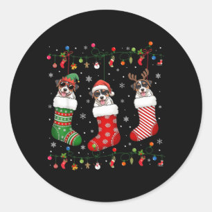 Jack Russell Terrier Dog Christmas Socks Xmas Classic Round Sticker