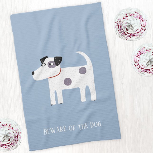 Jack Russell Terrier Dog Custom Text Kitchen Towel (Parson Jack Russell Terrier custom text art kitchen tea towel)