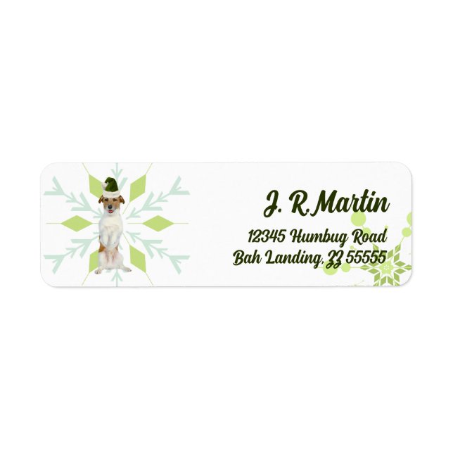 Jack Russell Terrier Dog Green Christmas Adresse (Devant)