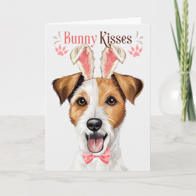Jack Russell Terrier Dog in Bunny Ears for Easter Holiday Card (Front)