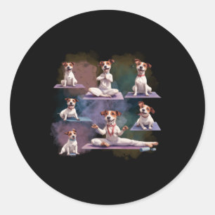 Jack Russell Terrier Dog Jack Russell Yoga Poses P Classic Round Sticker