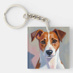 Jack Russell Terrier   Dog Painting Pet Keychain