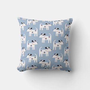 Jack Russell Terrier Dog Pattern Blue Throw Pillow